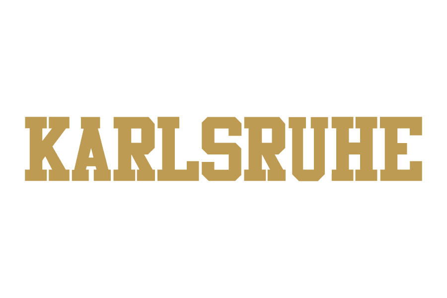 Logo der SGR Karlsruhe in goldener Schrift auf weißem Hintergrund.