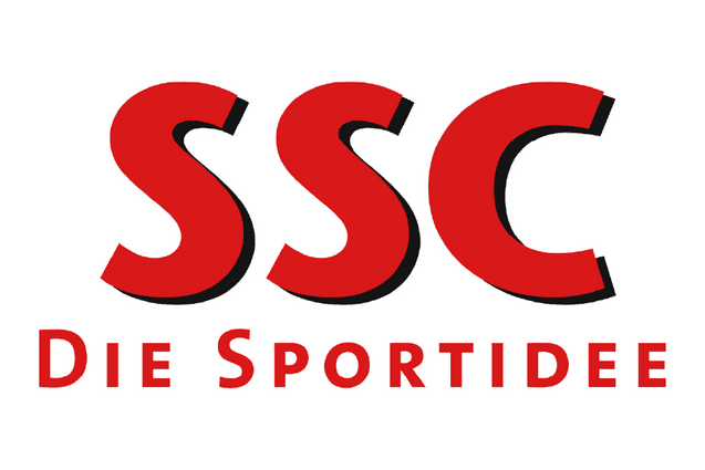 Logo des SSC mit roten Buchstaben „SSC“ und dem Slogan „Die Sportidee“ darunter in roter Schrift.