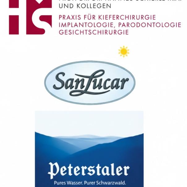 Logo der Zahnarztpraxis Seubert-Schommer, SanLucar und Peterstaler mit Slogans.
